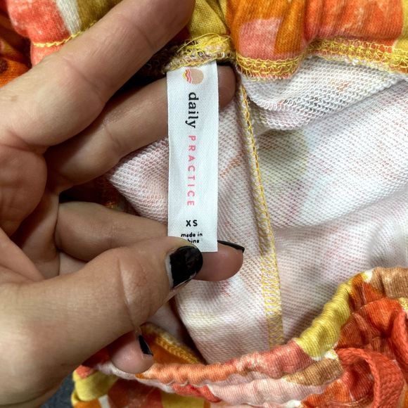 Daily Practice Anthropologie Shorts Women's Extra Small Orange Print Lounge - Picture 9 of 11